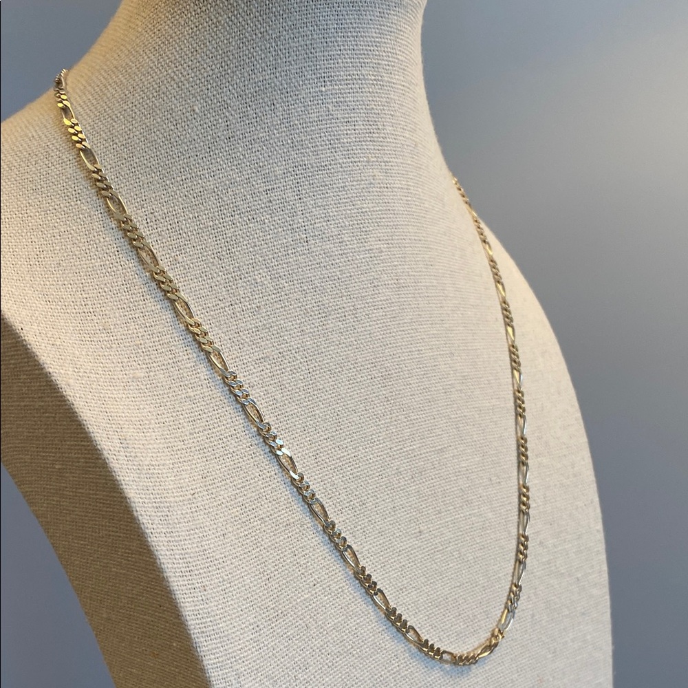 Sterling Silver Figaro Chain Necklace 18”